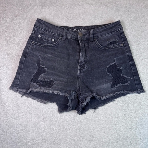 Wild Fable High Waisted Black Distressed Jean Shorts Size 00 - Picture 1 of 13